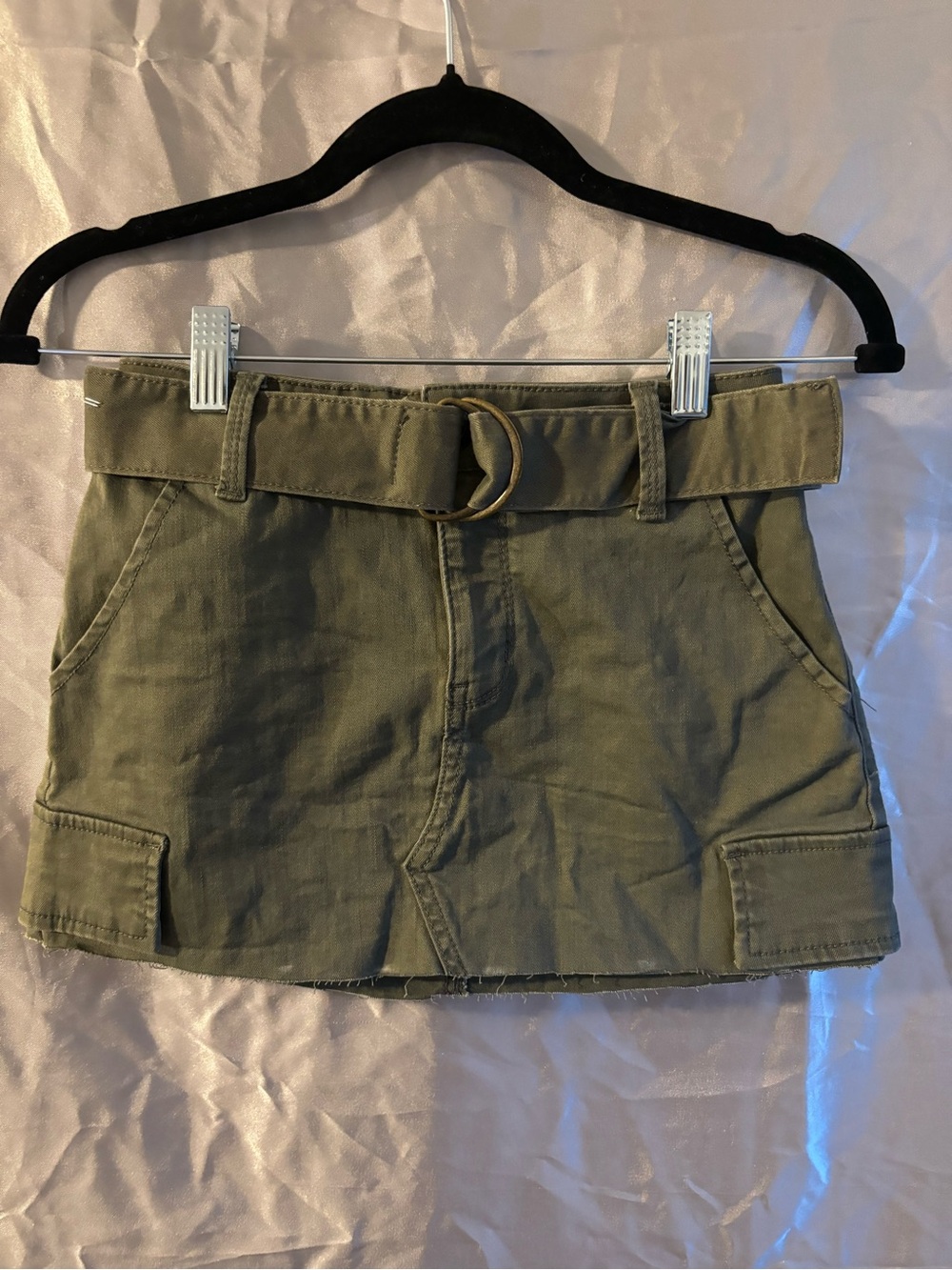 Y2K Mudd Olive Green Cargo Mini Skirt with Belt Size 1